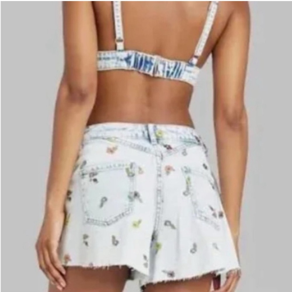 NWT wild fable floral embroidery denim super high rise shorts
